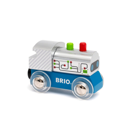 Drevené lokomotívy BRIO v štýlovom prevedení s magnetickými spojkami pre ľahké pripojenie k ďalším vozidlám BRIO.