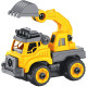 Stavebnica stavebných strojov (2 varianty: bager a nákladné auto) na diaľkové ovládanie, ktoré si dieťa zostaví samo.  
