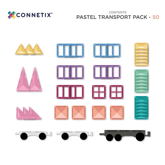 Magnetická stavebnica Pastel Transport Pack 50 dielov