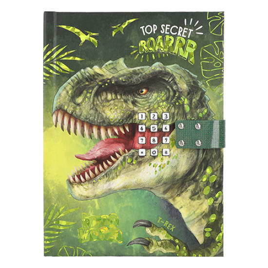 Zápisník na kód so zvukom značky Dino World. Správny číselný kód poznáš iba ty!