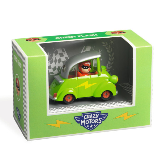 Crazy Motors - Green Flash. Autíčko s figúrkou Zelený Blesk pozná všetky skratky a je skrátka strašne rýchle.