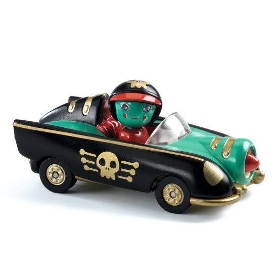 Crazy Motors - Pirate Wheels. Autíčko s figúrkou Pirátske Kolesá sa teší ako besný zo svojho motorového korábu na štyroch kolesách.