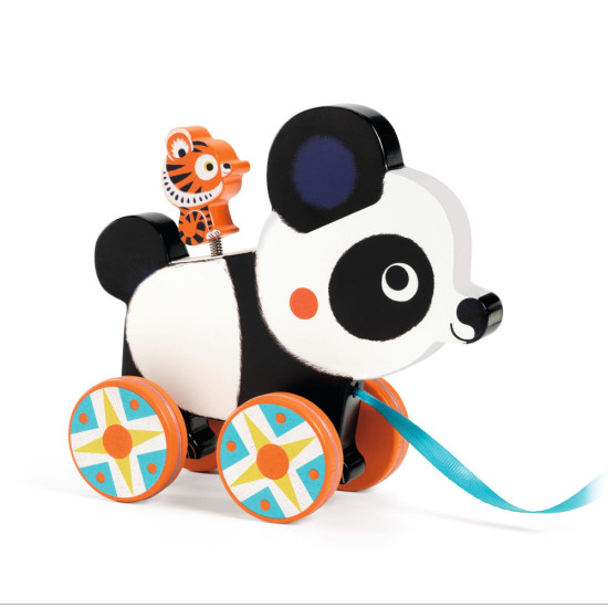 Drevená hračka Panda Billie na ťahanie pre batoľatá.