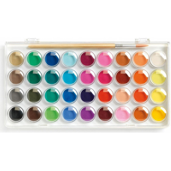 Klasické vodové farby pre malých umelcov. Paleta obsahuje 36 farieb.