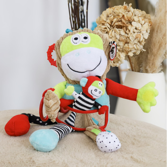 Senzorická hračka Opica s mláďatkom pre rozvoj zmyslov Dolce