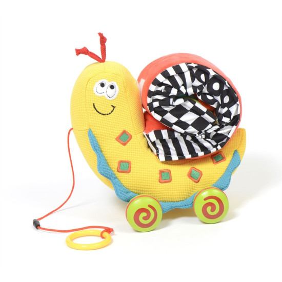 Senzorická hračka Ťahací slimák na kolieskach  pre rozvoj zmyslov Dolce