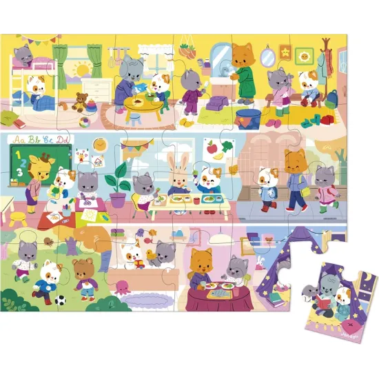Puzzle v kufríku Môj deň Mačky 24 ks