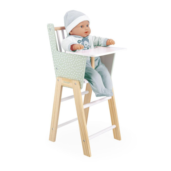 Drevená zelená stolička pre bábiky do 42 cm je ideálna na kŕmenie a starostlivosť o vašu obľúbenú bábiku.