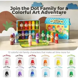 Farby v tube s omaľovánkami Dot Family 12 ks Farby v tube s omaľovánkami Dot Family 12 ks