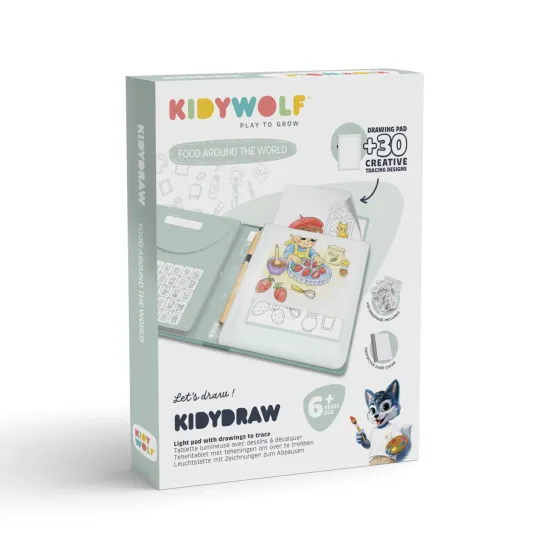 Podsvietený tablet na kreslenie Kidywolf Kidydraw Pad Food around the world Podsvietený tablet na kreslenie Kidywolf Kidydraw Pad Food around the world