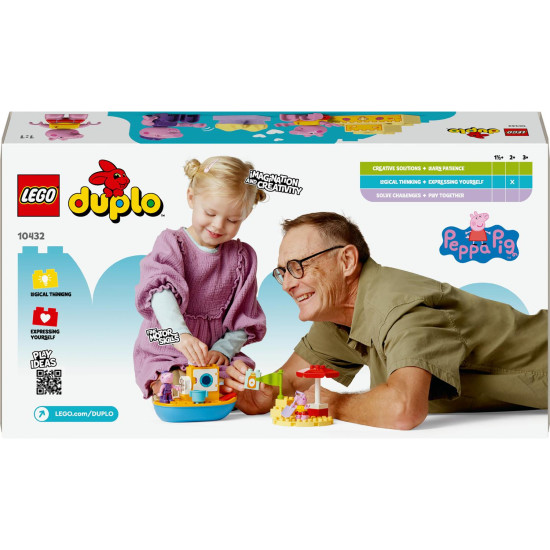 Peppa Pig a jej loďka LEGO® DUPLO® pri pláži s pieskovým hradom