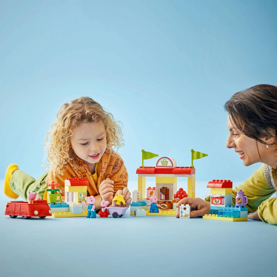 Peppa Pig a rodina v LEGO® DUPLO® supermarkete - nákupné dobrodružstvo s autíčkom a fúrikom