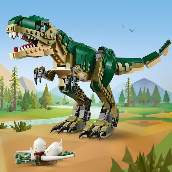 LEGO® Creator 3 v 1 modely: T-Rex, Triceratops a Pterodaktyl v akcii – dokonalá stavebnica pre milovníkov dinosaurov.