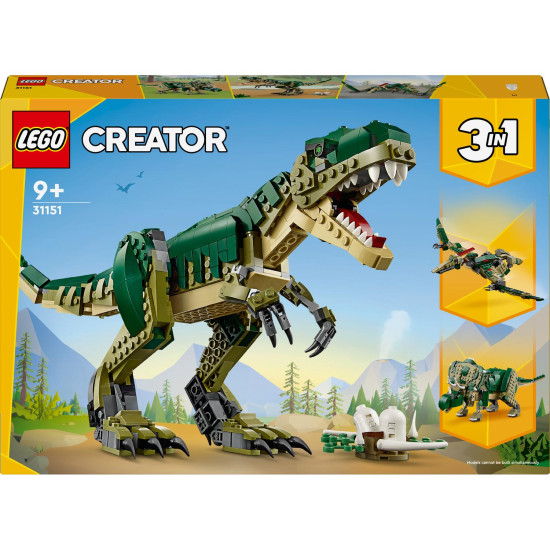 LEGO® Creator 3 v 1 modely: T-Rex, Triceratops a Pterodaktyl v akcii – dokonalá stavebnica pre milovníkov dinosaurov.