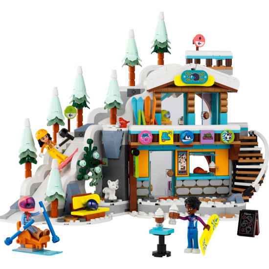 Lyžiarsky rezort LEGO® Friends – zasnežený svah, kaviareň s horúcou čokoládou, snowboardy, lyže a tajná jaskyňa