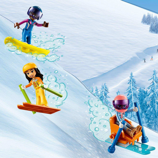 Lyžiarsky rezort LEGO® Friends – zasnežený svah, kaviareň s horúcou čokoládou, snowboardy, lyže a tajná jaskyňa