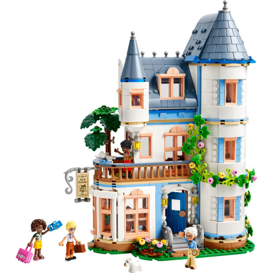 LEGO Friends Štýlový hotel na zámku s francúzskym dizajnom, luxusným apartmánom s vaňou na nožičkách, zimnou záhradou, recepciou a tajomným podkrovím plným historických artefaktov.