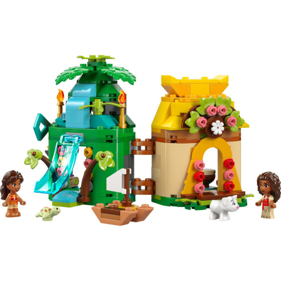 LEGO® Disney Vaiana – Stavebnica ostrova s loďkou, postavičkami Vaiany, Simey a Puy pre dobrodružné hranie.