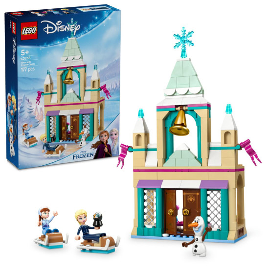 Stavebnica LEGO® Disney Frozen – kúzelný hrad s postavičkami a sánkami pre kreatívnu zábavu detí.