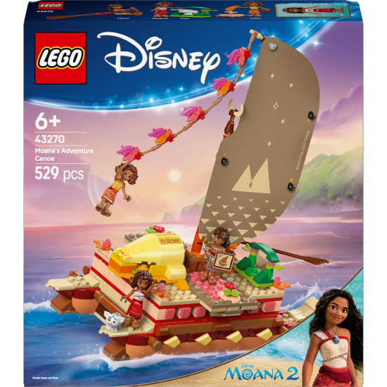 LEGO® Disney Vaiana – Stavebnica kanoe s plachtou a 3 postavičkami pre kreativitu a dobrodružstvo na mori