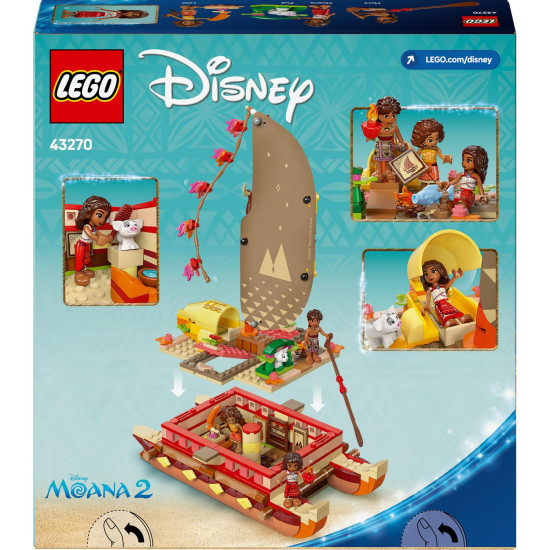 LEGO® Disney Vaiana – Stavebnica kanoe s plachtou a 3 postavičkami pre kreativitu a dobrodružstvo na mori