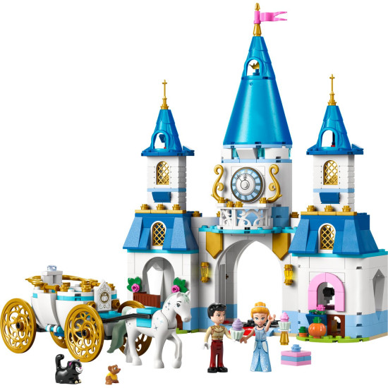 LEGO® Disney Popoluškin zámok a kočiar – kúzelná stavebnica s postavičkami a zvieratkami pre kreatívne hranie detí.