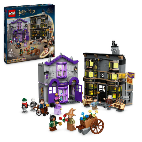 LEGO Harry Potter Šikmá ulička, Ollivanderov obchod LEGO, Madame Malkinová LEGO, Harry Potter LEGO minifigúrky, LEGO kúzla a čary, nákupná Šikmá ulička LEGO