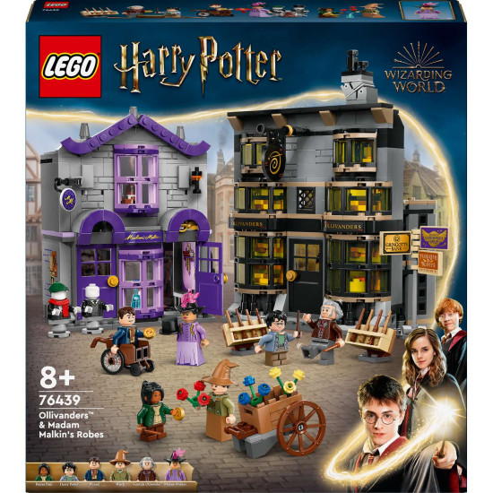 LEGO Harry Potter Šikmá ulička, Ollivanderov obchod LEGO, Madame Malkinová LEGO, Harry Potter LEGO minifigúrky, LEGO kúzla a čary, nákupná Šikmá ulička LEGO