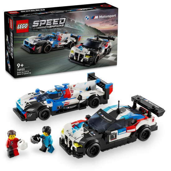 Toto dvojbalenie LEGO Speed Champions obsahuje autentické modely BMW M4 GT3 a M Hybrid V8, ktoré si zamilujú chlapci, dievčatá aj dospelí zberatelia.