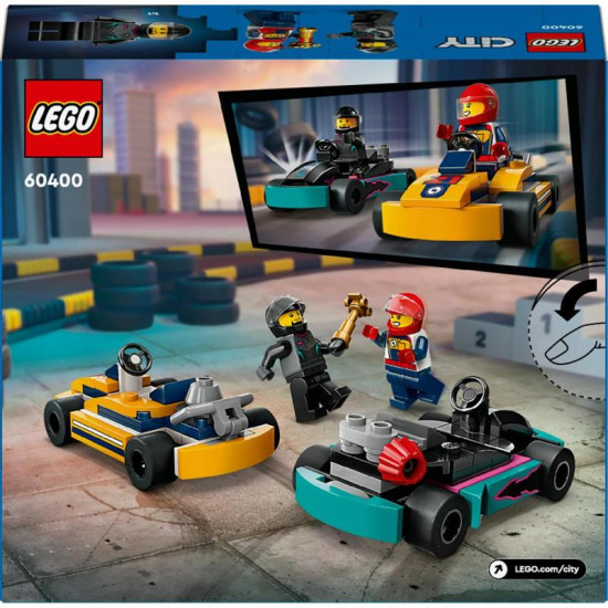Zahraj si napínavú súťaž s týmito motokárami a ich pretekármi s LEGO City Motokáry a pretekári.