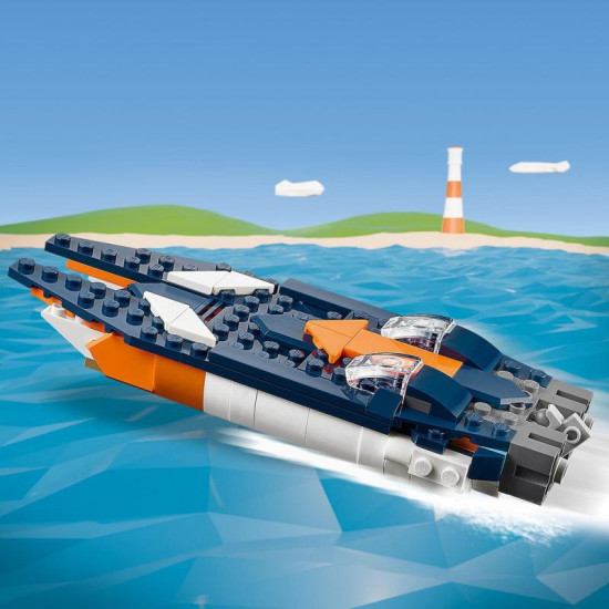 Zažite vzrušujúcu akciu na oblohe alebo vo vode s LEGO Creator Nadzvuková stíhačka.