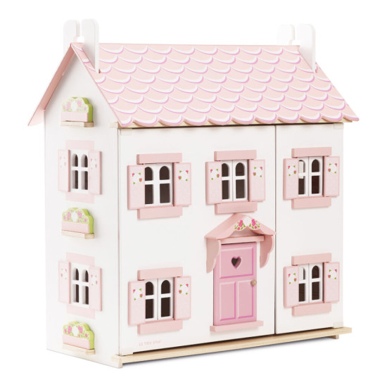 Luxusný trojposchodový ručne maľovaný domček pre bábiky.