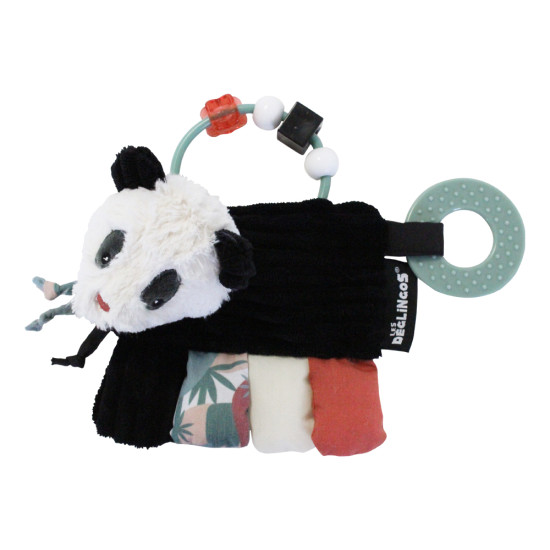Senzorická Panda s hrkálkou a hryzátkom