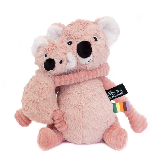 Ružová plyšová hračka koala mamička a bábätko Déglingos