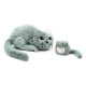 Zelená plyšová hračka mačka mamička a bábätko Déglingos