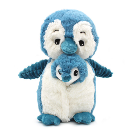Modrá plyšová hračka Tučniak Mamička a bábätko Déglingos