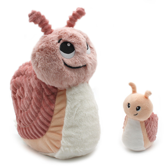 Ružová plyšová hračka slimák mamička a bábätko Déglingos