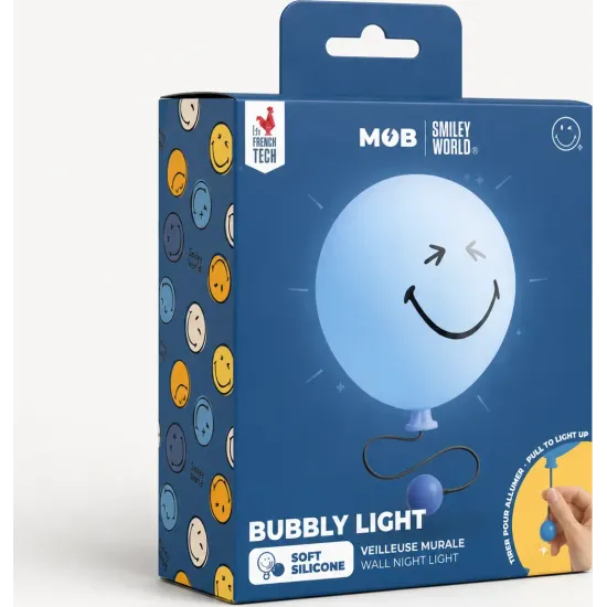 Detské nočné svetlo MOB Bubbly Light Smiley World modrá