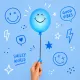 Detské nočné svetlo MOB Bubbly Light Smiley World modrá