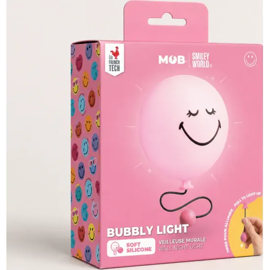 Detské nočné svetlo MOB Bubbly Light Smiley World ružová