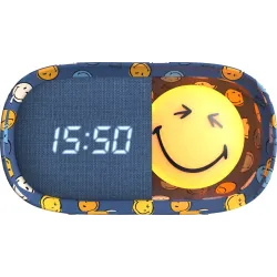 Detský budík a nočné svetlo Dreamy Clock Smiley modrá