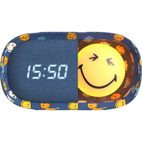 Detský budík a nočné svetlo MOB Dreamy Clock Smiley modrá Detský budík a nočné svetlo MOB Dreamy Clock Smiley modrá