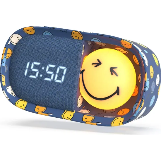 Detský budík a nočné svetlo MOB Dreamy Clock Smiley modrá Detský budík a nočné svetlo MOB Dreamy Clock Smiley modrá