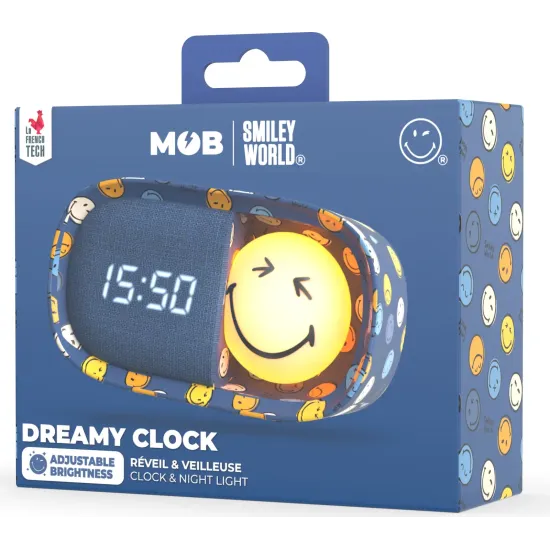 Detský budík a nočné svetlo MOB Dreamy Clock Smiley modrá Detský budík a nočné svetlo MOB Dreamy Clock Smiley modrá