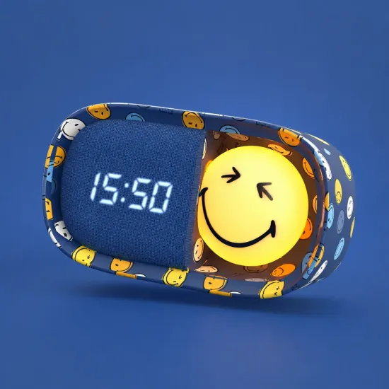 Detský budík a nočné svetlo MOB Dreamy Clock Smiley modrá Detský budík a nočné svetlo MOB Dreamy Clock Smiley modrá