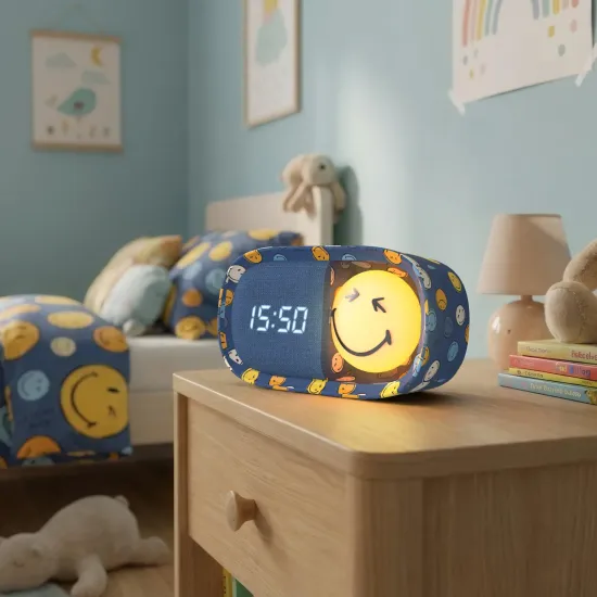 Detský budík a nočné svetlo MOB Dreamy Clock Smiley modrá Detský budík a nočné svetlo MOB Dreamy Clock Smiley modrá