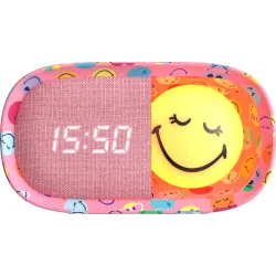 Detský budík a nočné svetlo Dreamy Clock Smiley ružová