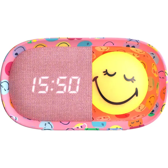 Detský budík a nočné svetlo MOB Dreamy Clock Smiley ružová