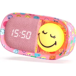 Detský budík a nočné svetlo Dreamy Clock Smiley ružová
