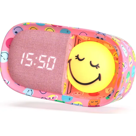 Detský budík a nočné svetlo MOB Dreamy Clock Smiley ružová
